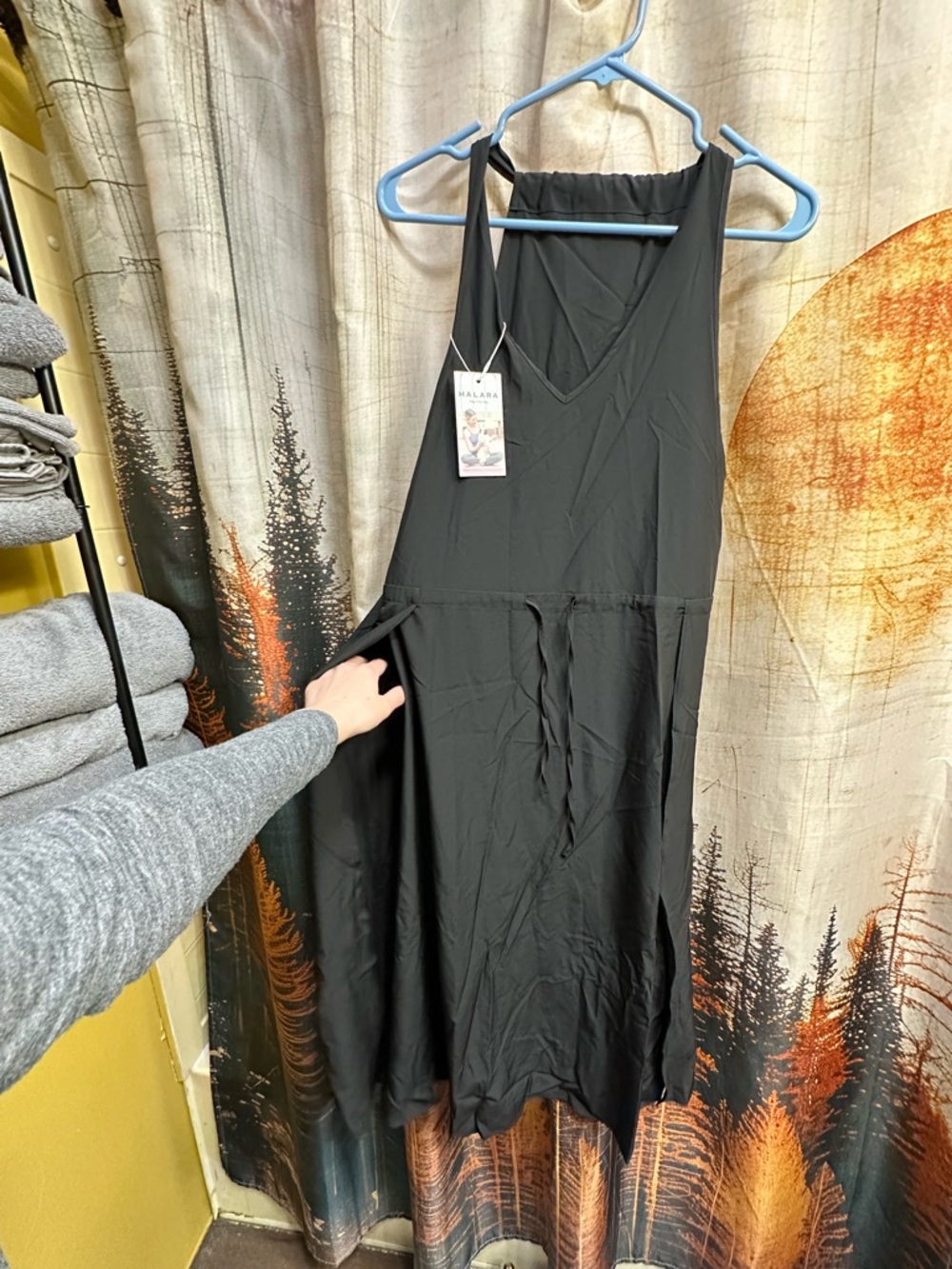 Halara Sleeveless V-Neck Midi Dress with Side Slits and Shorts